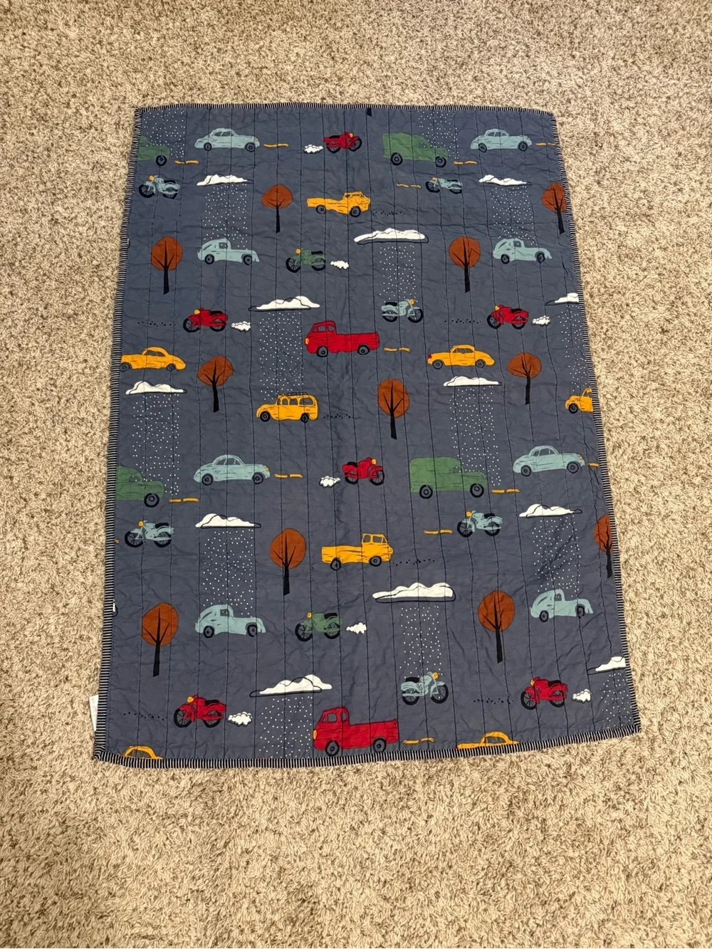 Hanna home by Hanna Anderson Children's Navy Car Print Quilted Blanket